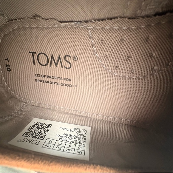 TOMS Alpargata Grey Woven Toddler Shoe Toddler Size 10 - Picture 6 of 9